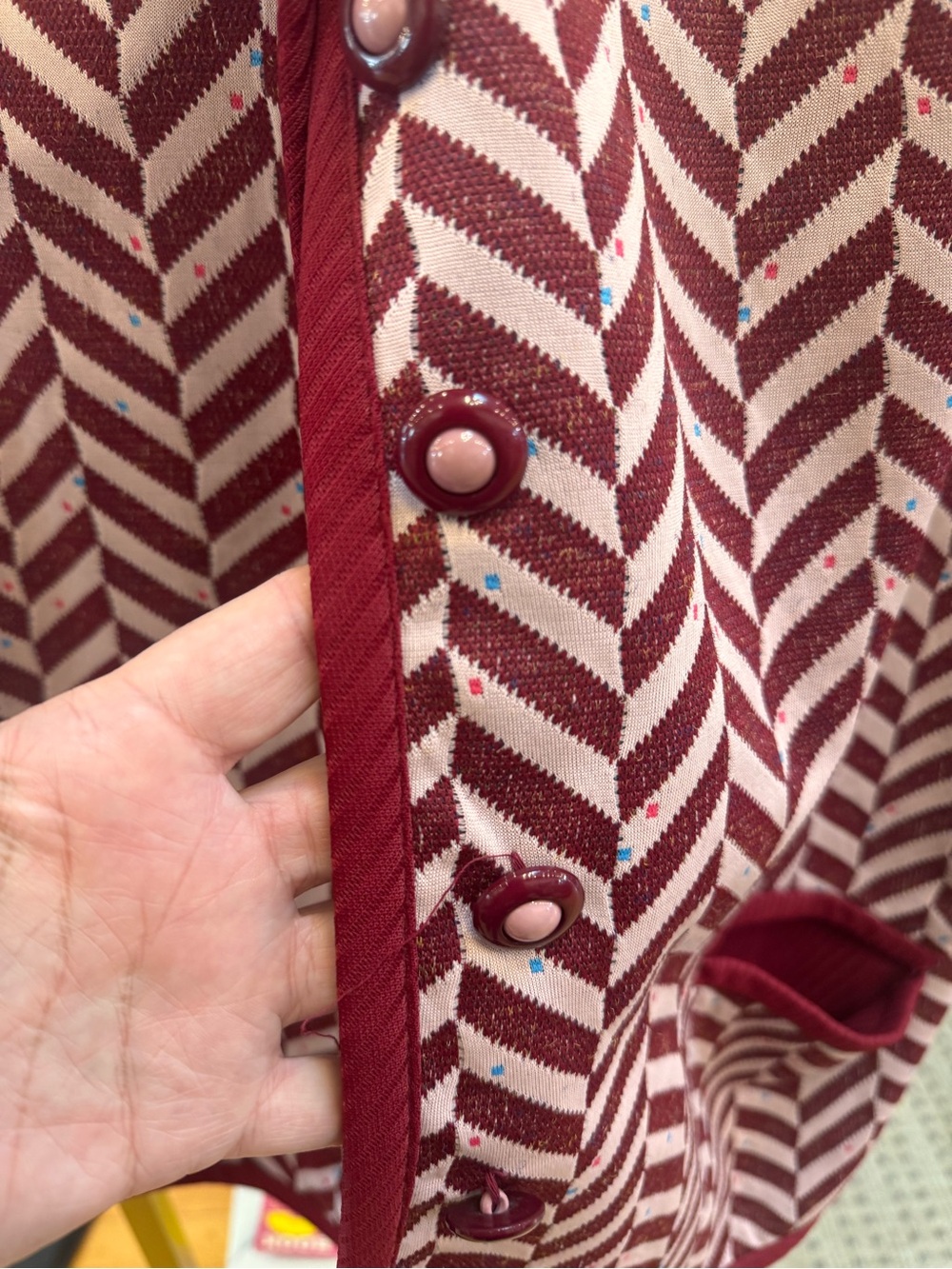 Vintage, Peggy Lou Burgundy & Cream Chevron Knit Vest - Picture 5 of 5